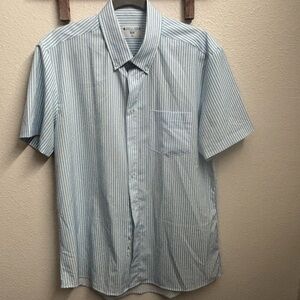 Blue Casual Button Down Shirt‎ Lightweight Cotton